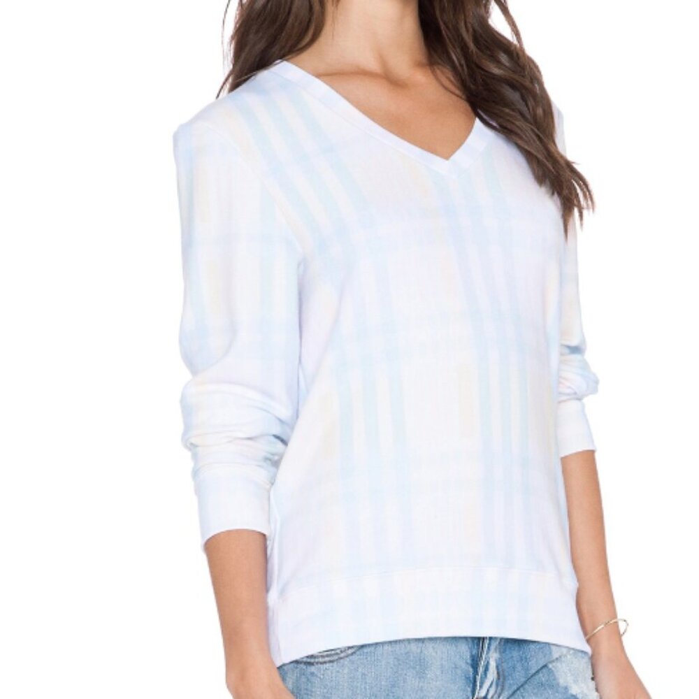 Wildfox Couture Pastel Summer Plaid Sweater Top Shirt Sweatshirt Small REVOLVE - Picture 3 of 3